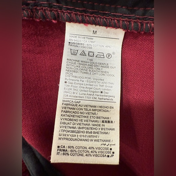GAP Ankle Length Easy Pant Mid Rise in Deep Red Burgundy w/ Drawstring NWT - Picture 7 of 8